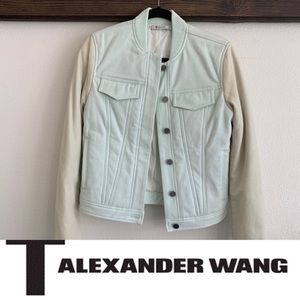 NWOT Alexander T leather cotton bomber
